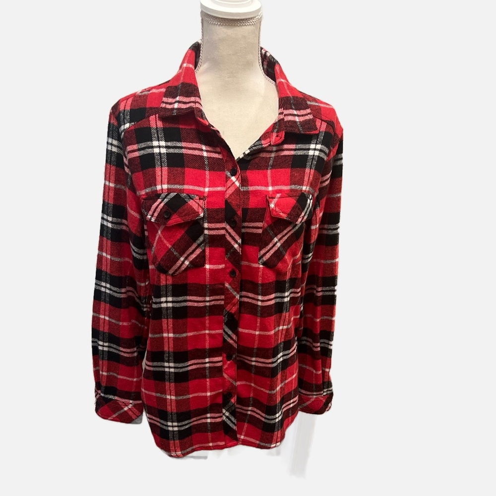 Ci Sono Red and Black Plaid Top